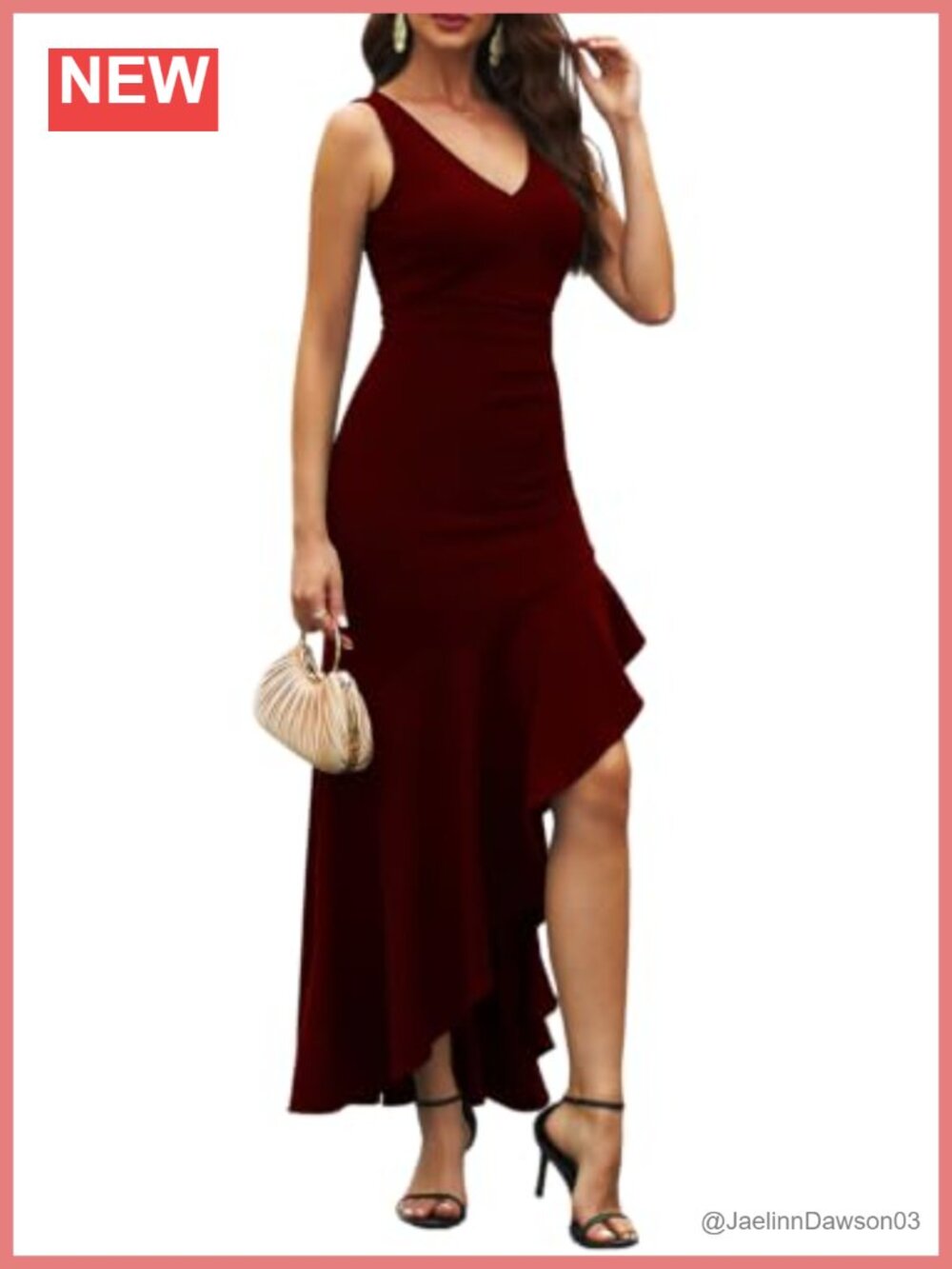 V Neck High Slit Mermaid Maxi Dress Ruched Bodycon Formal Party